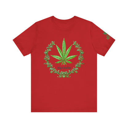 Cannabis Crest Wreath Tee - Botanical Elegance Art Design | High Roller