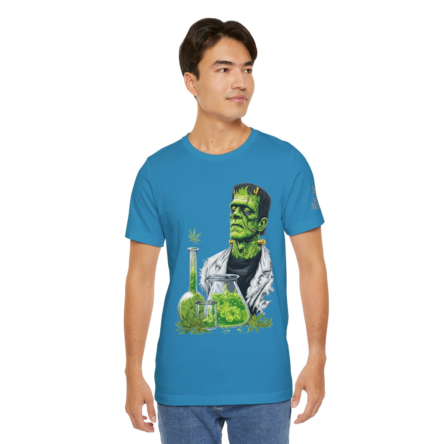Frankenstein's Laboratory HIGH ROLLER Halloween Cannabis T-Shirt - Premium Monster Scientist 420 Experiment Apparel