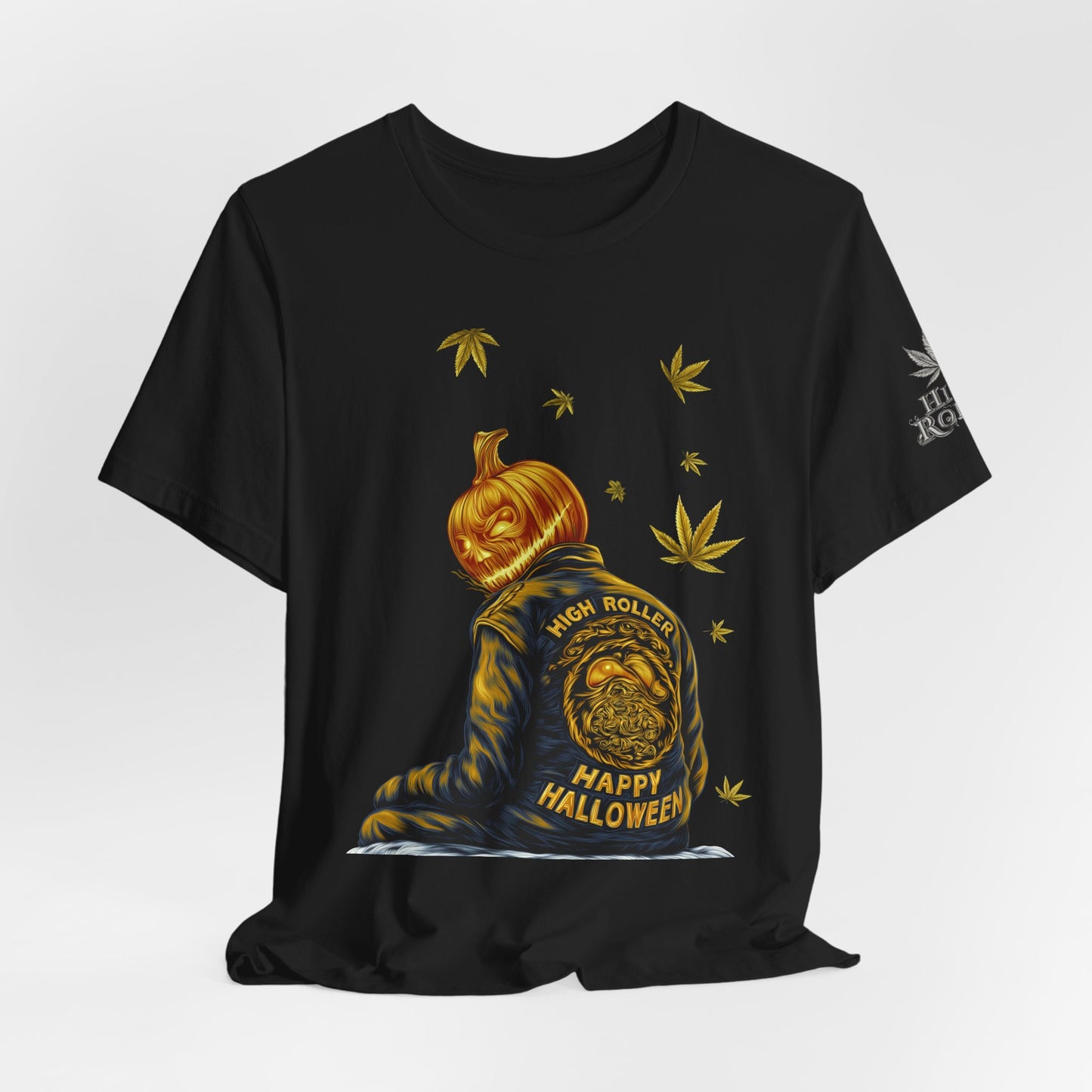 Pumpkin Head HIGH ROLLER Halloween T-Shirt - Premium Cannabis Culture Apparel
