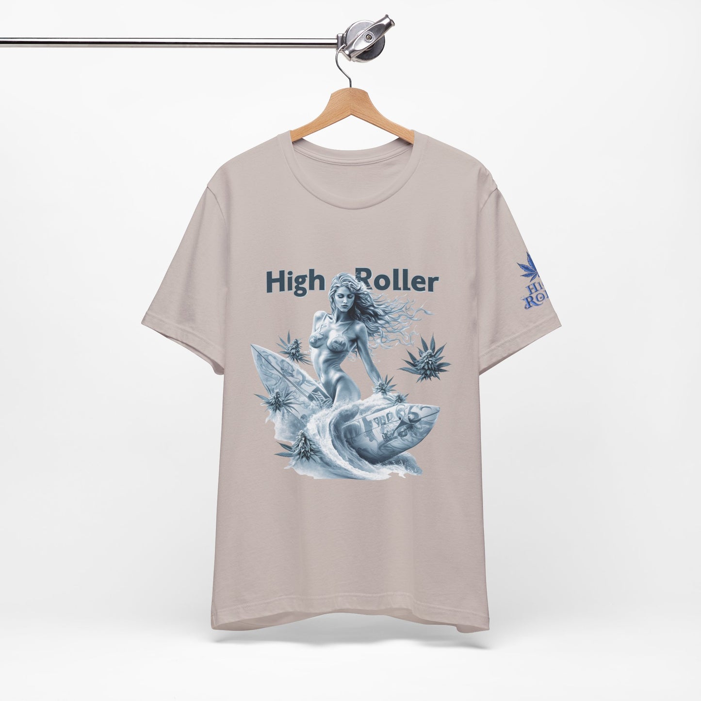 Chrome Wave Goddess Tee - Premium Airlume Cotton Cannabis Culture Surf Art