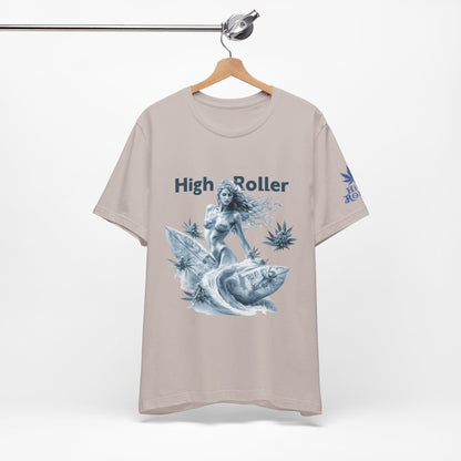 Chrome Wave Goddess Tee - Premium Airlume Cotton Cannabis Culture Surf Art