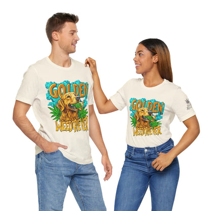 High Roller Golden Weedtriever Cannabis T-Shirt - Premium 420 Dog Lover Humor Golden Retriever Pun Comedy Pet Culture Apparel