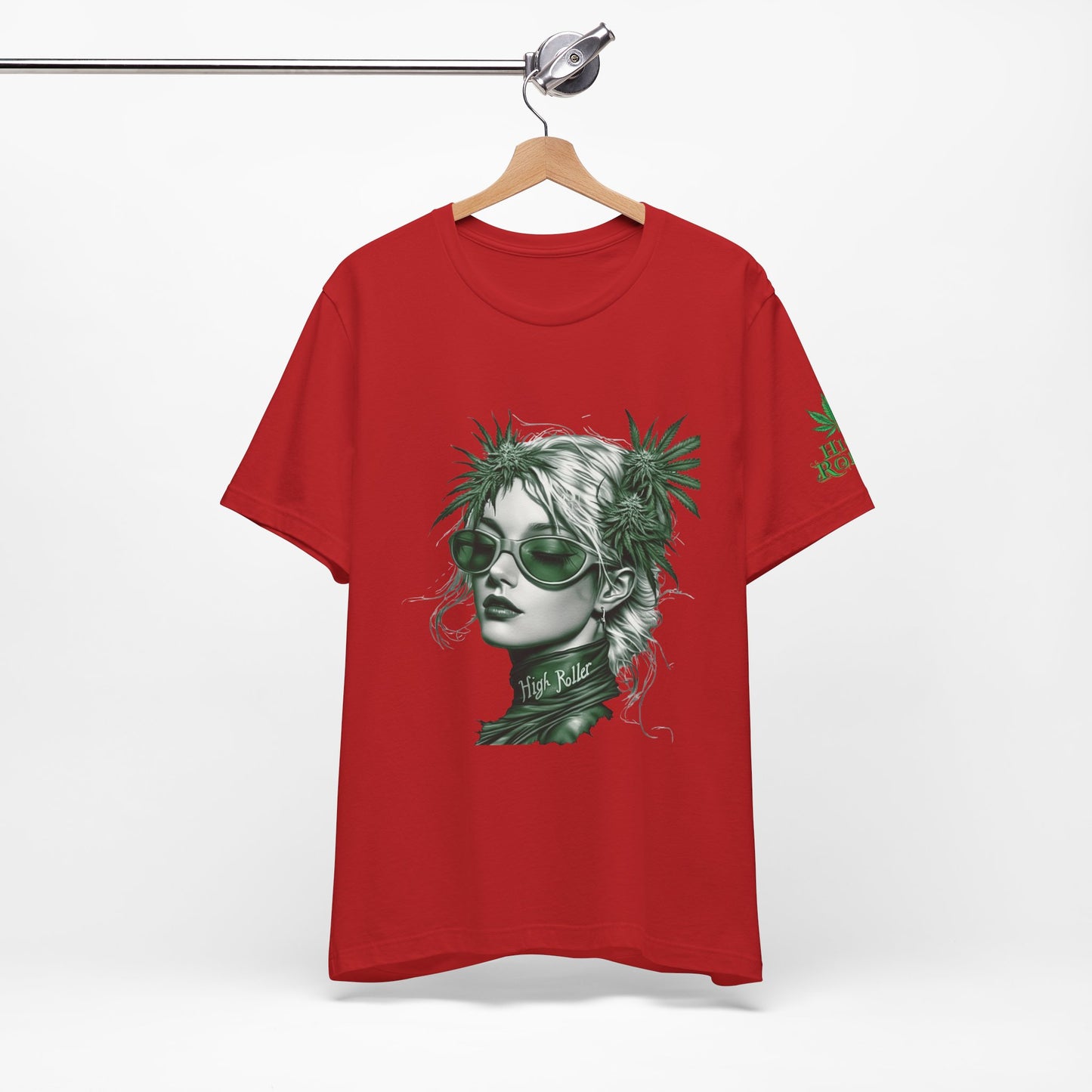 Green Queen T-Shirt - Premium Airlume Cotton Cannabis Crown Portrait Art Tee