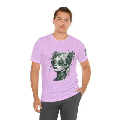 Green Queen T-Shirt - Premium Airlume Cotton Cannabis Crown Portrait Art Tee