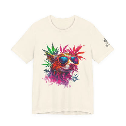 Spectrum Pup Tee - Premium Airlume Cotton Cannabis Culture Psychedelic Dog Art