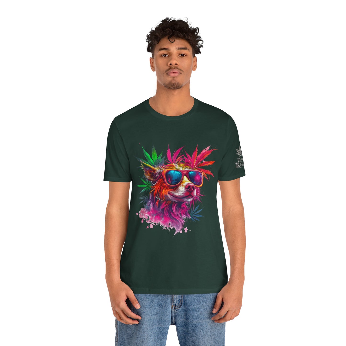 Spectrum Pup Tee - Premium Airlume Cotton Cannabis Culture Psychedelic Dog Art