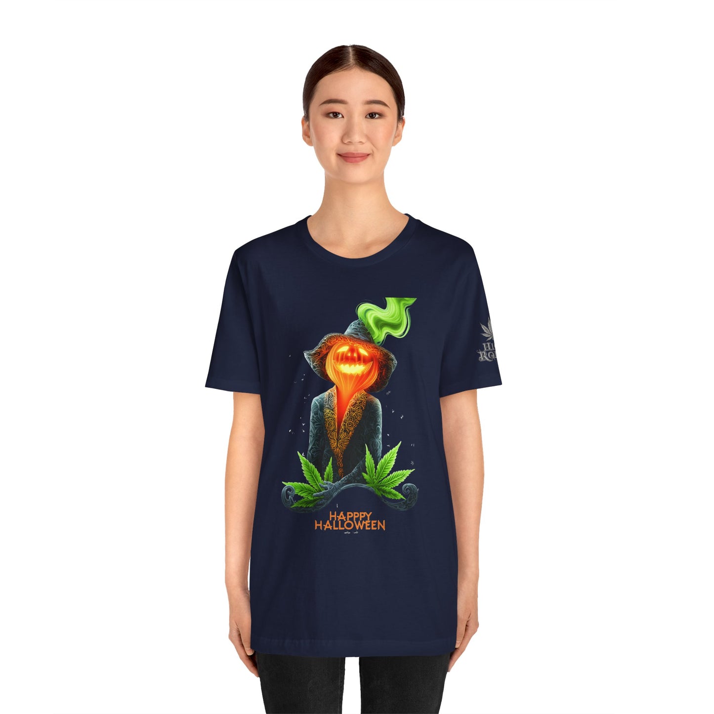 Victorian Pumpkin Gentleman HIGH ROLLER Halloween Cannabis T-Shirt - Premium Jack-o'-Lantern Aristocrat Meditation 420 Apparel