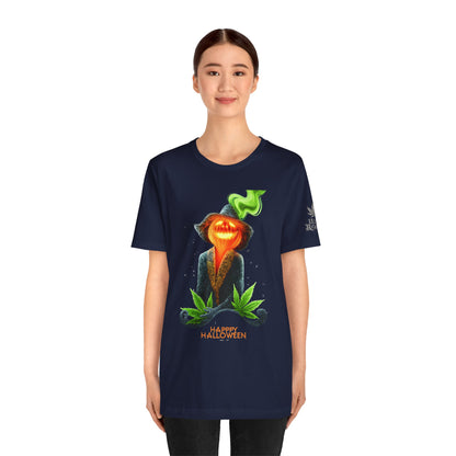 Victorian Pumpkin Gentleman HIGH ROLLER Halloween Cannabis T-Shirt - Premium Jack-o'-Lantern Aristocrat Meditation 420 Apparel