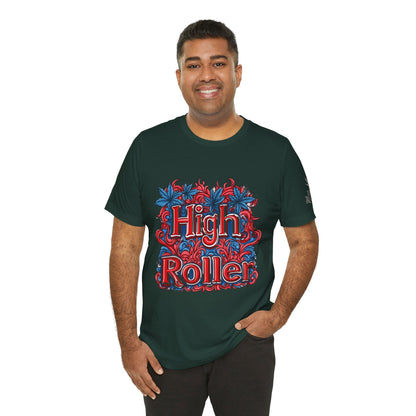 High Roller Ornate Logo Tee - Cannabis Typography Art Design | High Roller