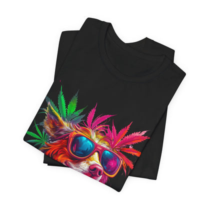 Spectrum Pup Tee - Premium Airlume Cotton Cannabis Culture Psychedelic Dog Art
