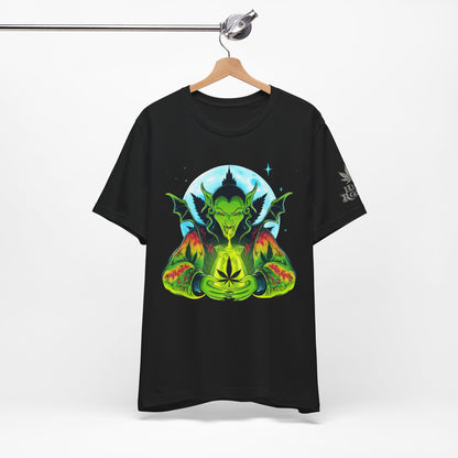 Mystic Dragon Guardian Cannabis Meditation T-Shirt - Premium Psychedelic 420 Apparel