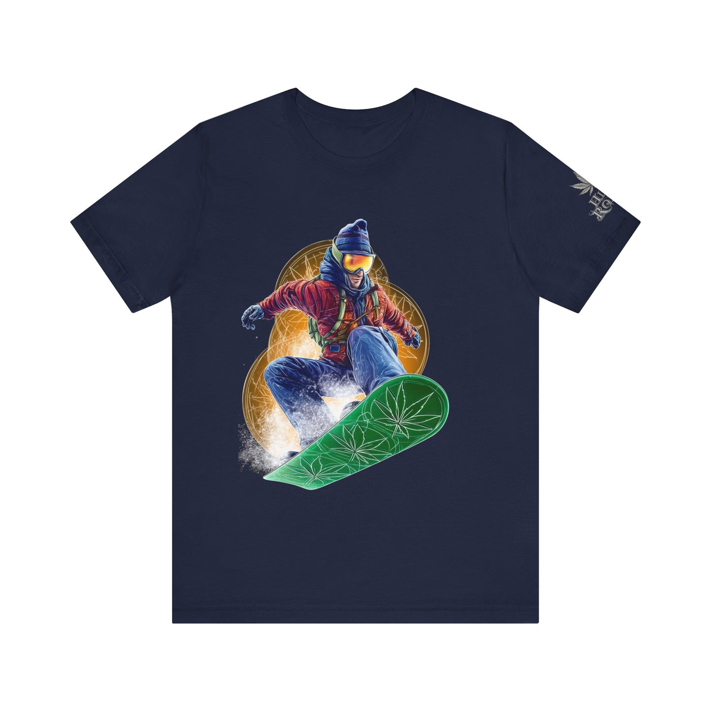 High Roller Snowboard Cannabis T-Shirt - Premium 420 Winter Sports Action Shred Mountain Lifestyle Apparel