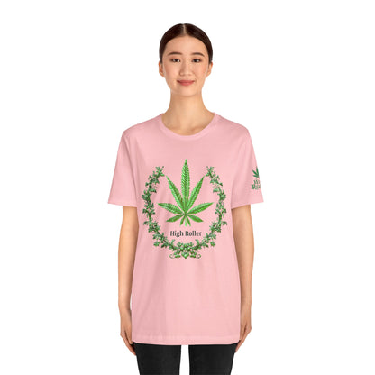 Cannabis Crest Wreath Tee - Botanical Elegance Art Design | High Roller