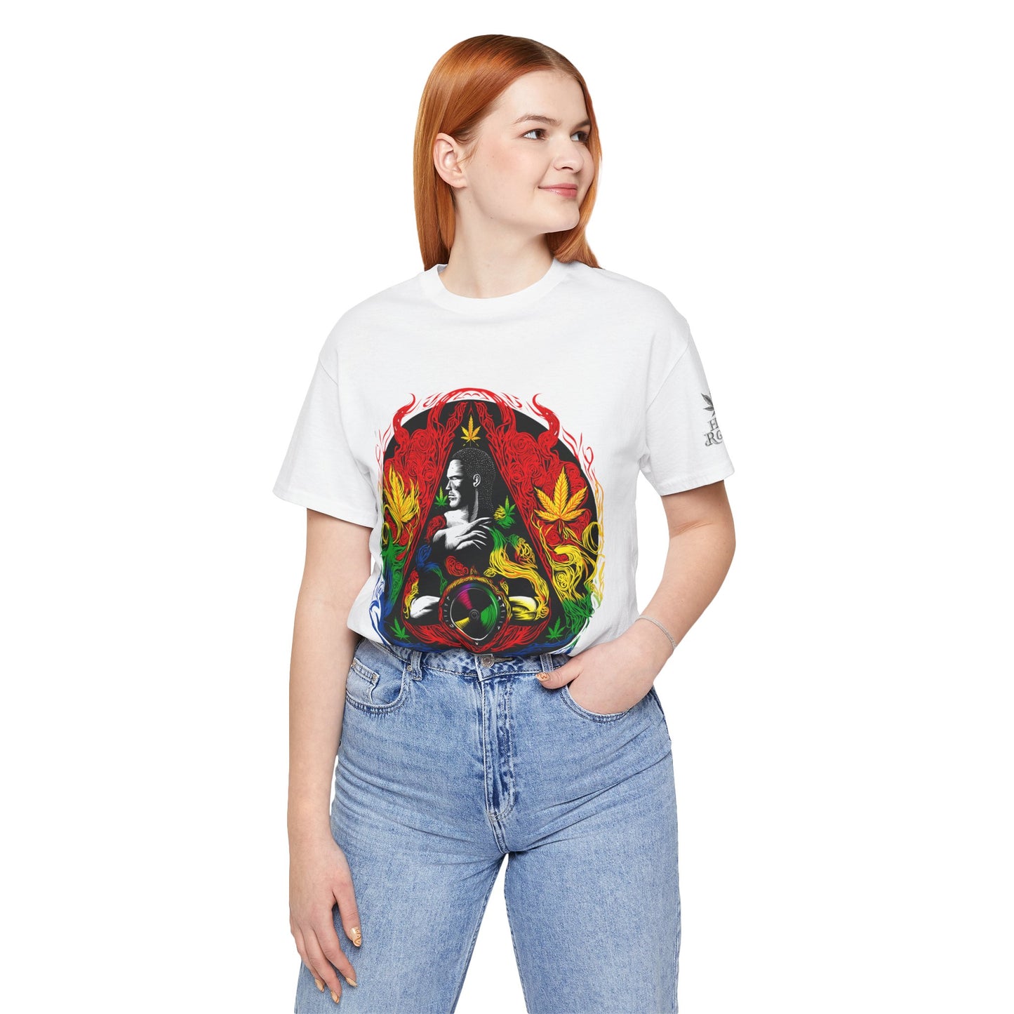 High Roller Sacred Buddha Cannabis T-Shirt - Premium 420 Spiritual Meditation Enlightenment Botanical Artistry Apparel