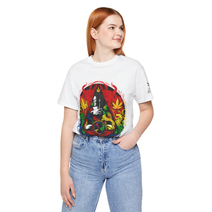 High Roller Sacred Buddha Cannabis T-Shirt - Premium 420 Spiritual Meditation Enlightenment Botanical Artistry Apparel