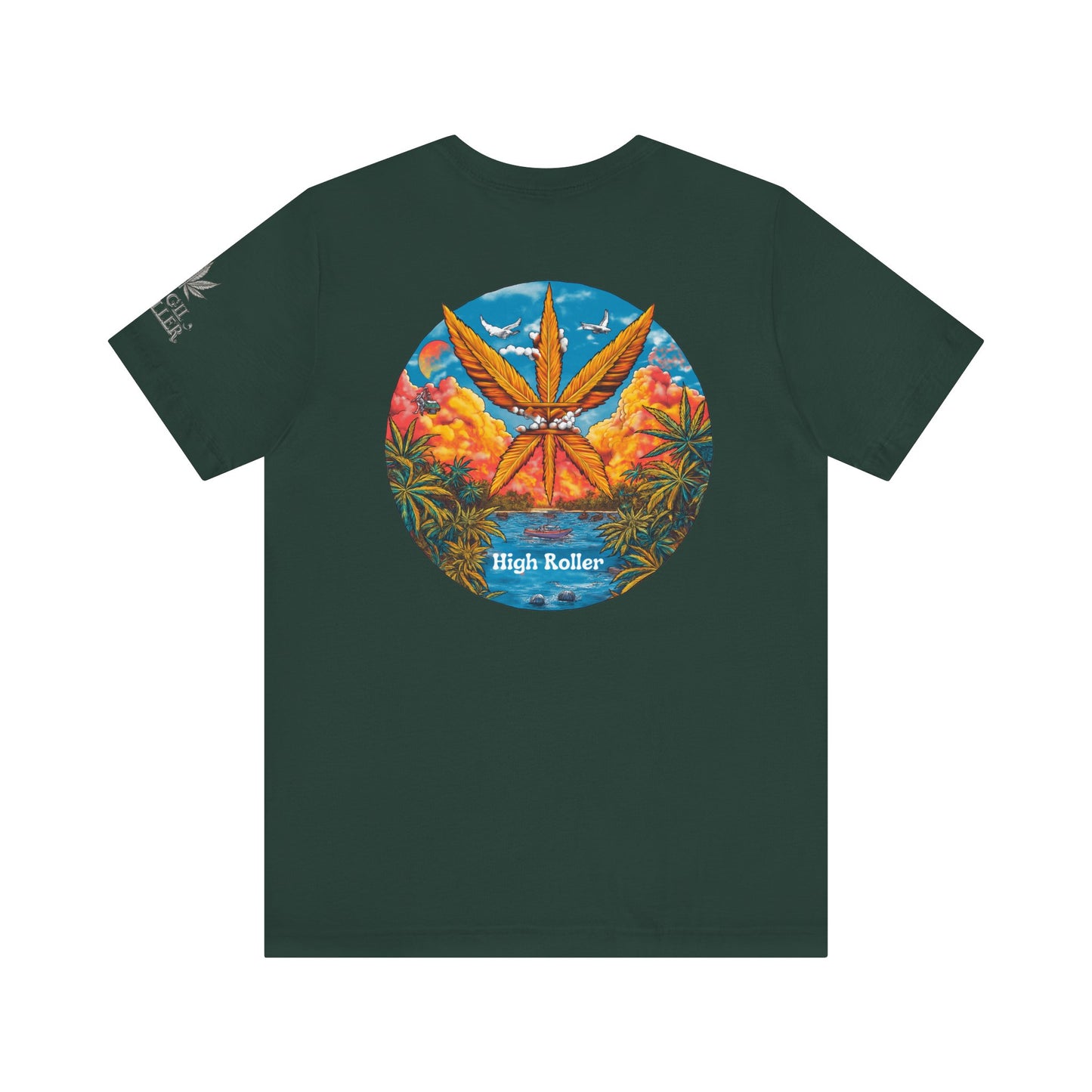 Tropical Paradise T-Shirt - Premium Airlume Cotton Cannabis Island Sunset Art Tee