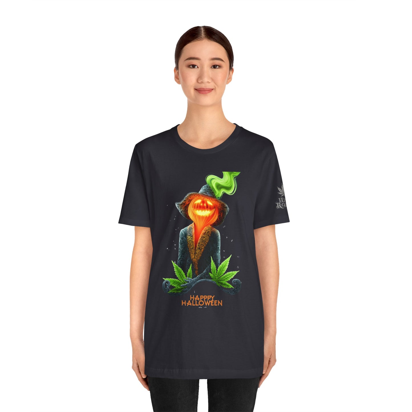 Victorian Pumpkin Gentleman HIGH ROLLER Halloween Cannabis T-Shirt - Premium Jack-o'-Lantern Aristocrat Meditation 420 Apparel