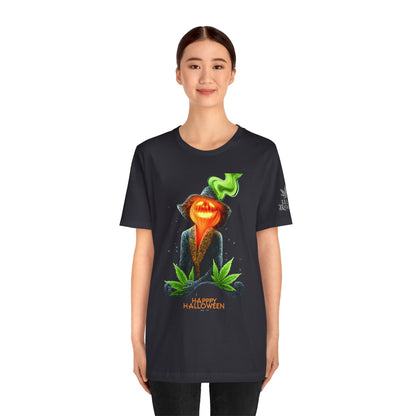 Victorian Pumpkin Gentleman HIGH ROLLER Halloween Cannabis T-Shirt - Premium Jack-o'-Lantern Aristocrat Meditation 420 Apparel