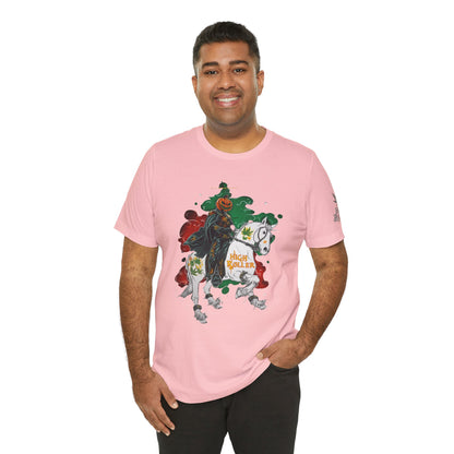 Headless Horseman HIGH ROLLER Halloween Cannabis T-Shirt - Premium Pumpkin Rider Skeletal Steed 420 Apparel