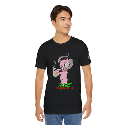 Smoking Hog Leg Pink Pig Tee - Premium Airlume Cotton Cannabis Culture Art