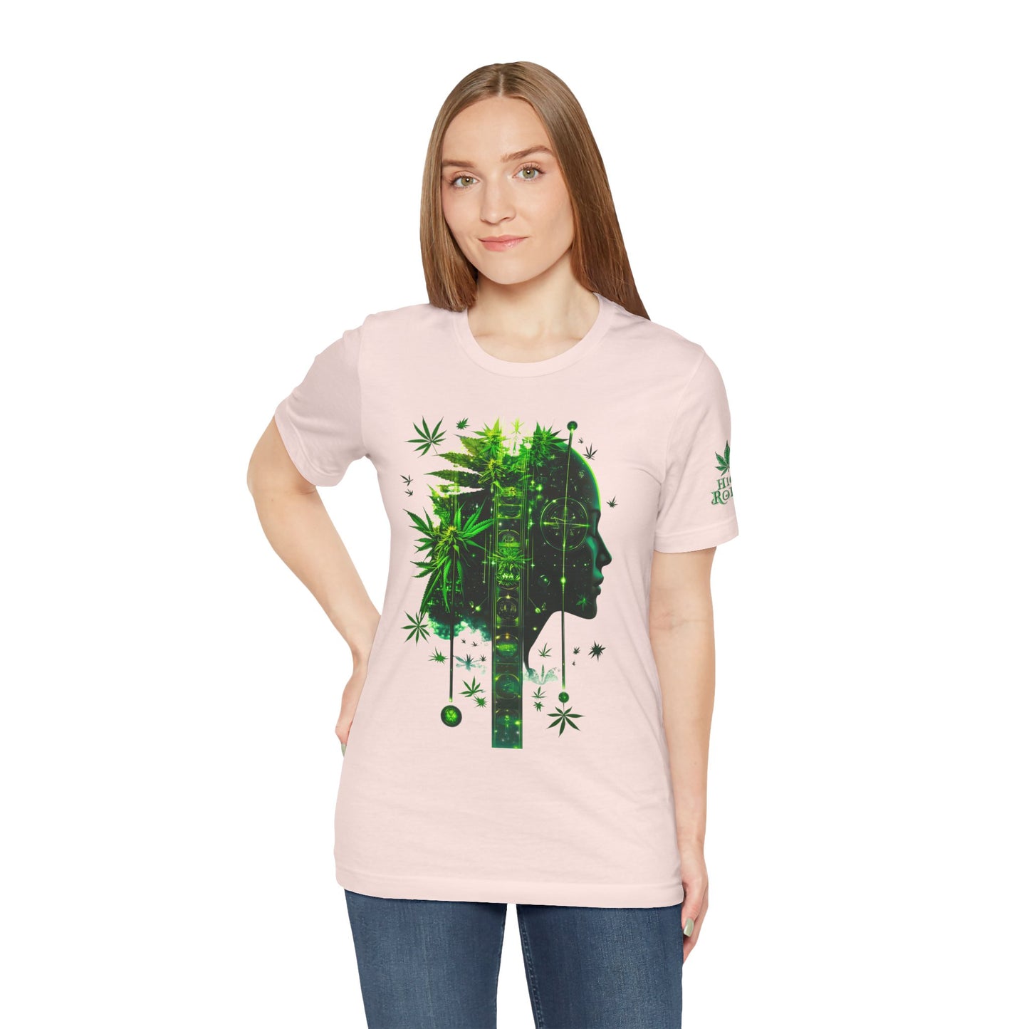 Digital Mind Tee - Premium Airlume Cotton Cannabis Culture Tech Art Matrix Design