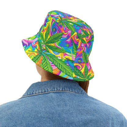 "HIGH ROLLER" Psychedelic Rainbow Swirl Bucket Hat
