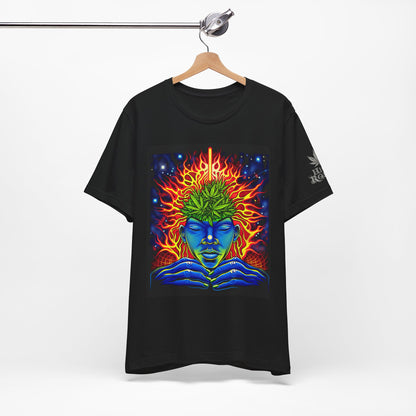 Third Eye Awakening Premium Cannabis Culture T-Shirt - Cosmic Consciousness Black Tee With Fire And Mysticism Symbolism