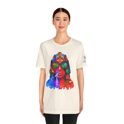 Pharaoh Vision Premium Cannabis Culture T-Shirt - Ancient Egyptian Royalty With Modern Cannabis Celebration And Psychedelic Split-Face Art