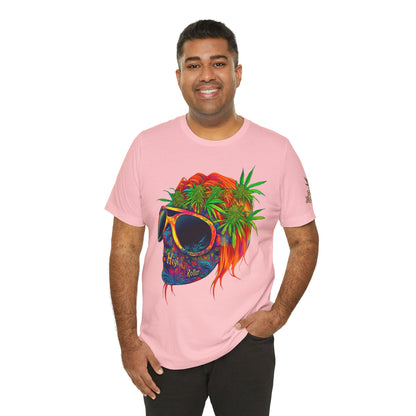 Tropical Cannabis Skull Tee - Paradise Vibes Art Design | High Roller