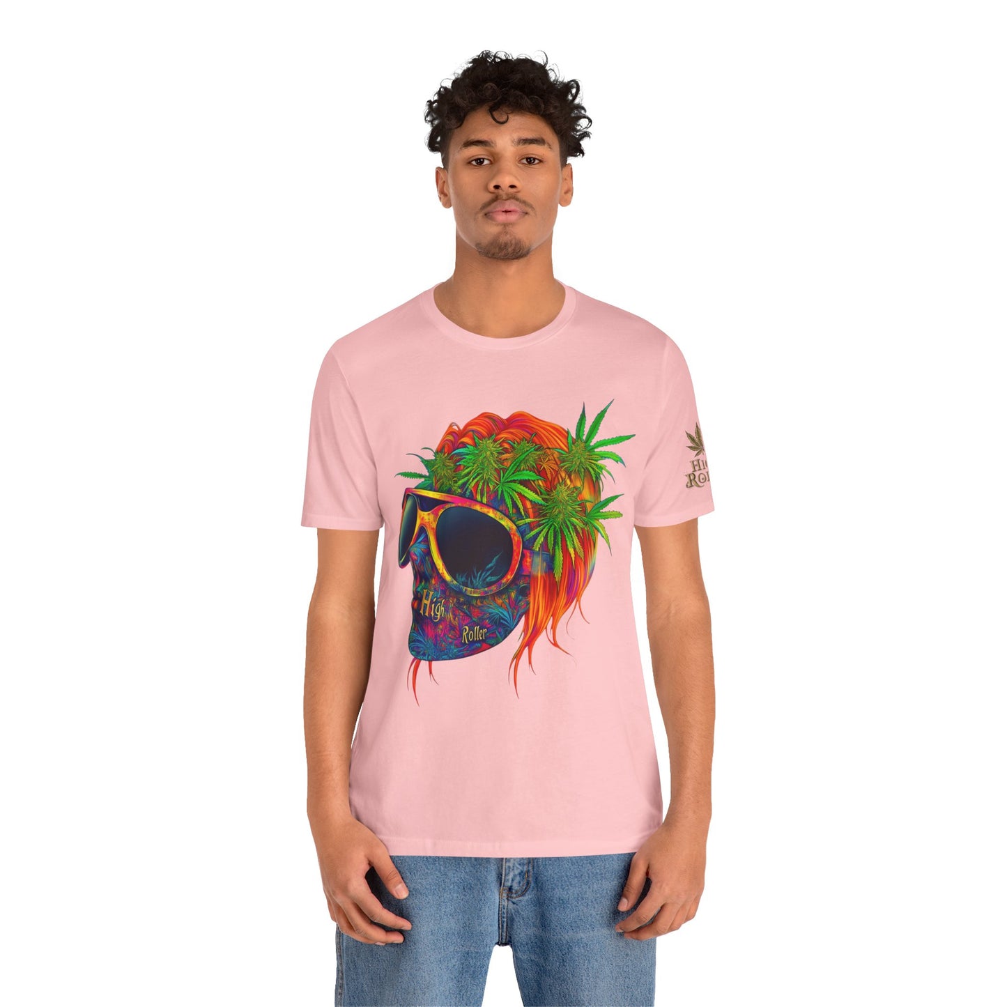 Tropical Cannabis Skull Tee - Paradise Vibes Art Design | High Roller