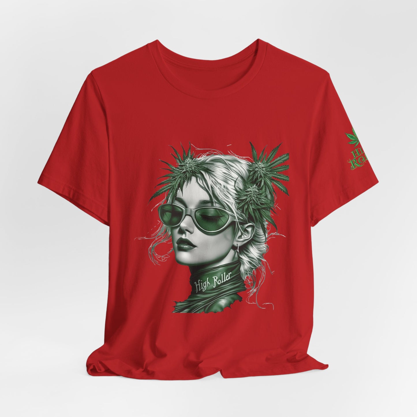 Green Queen T-Shirt - Premium Airlume Cotton Cannabis Crown Portrait Art Tee