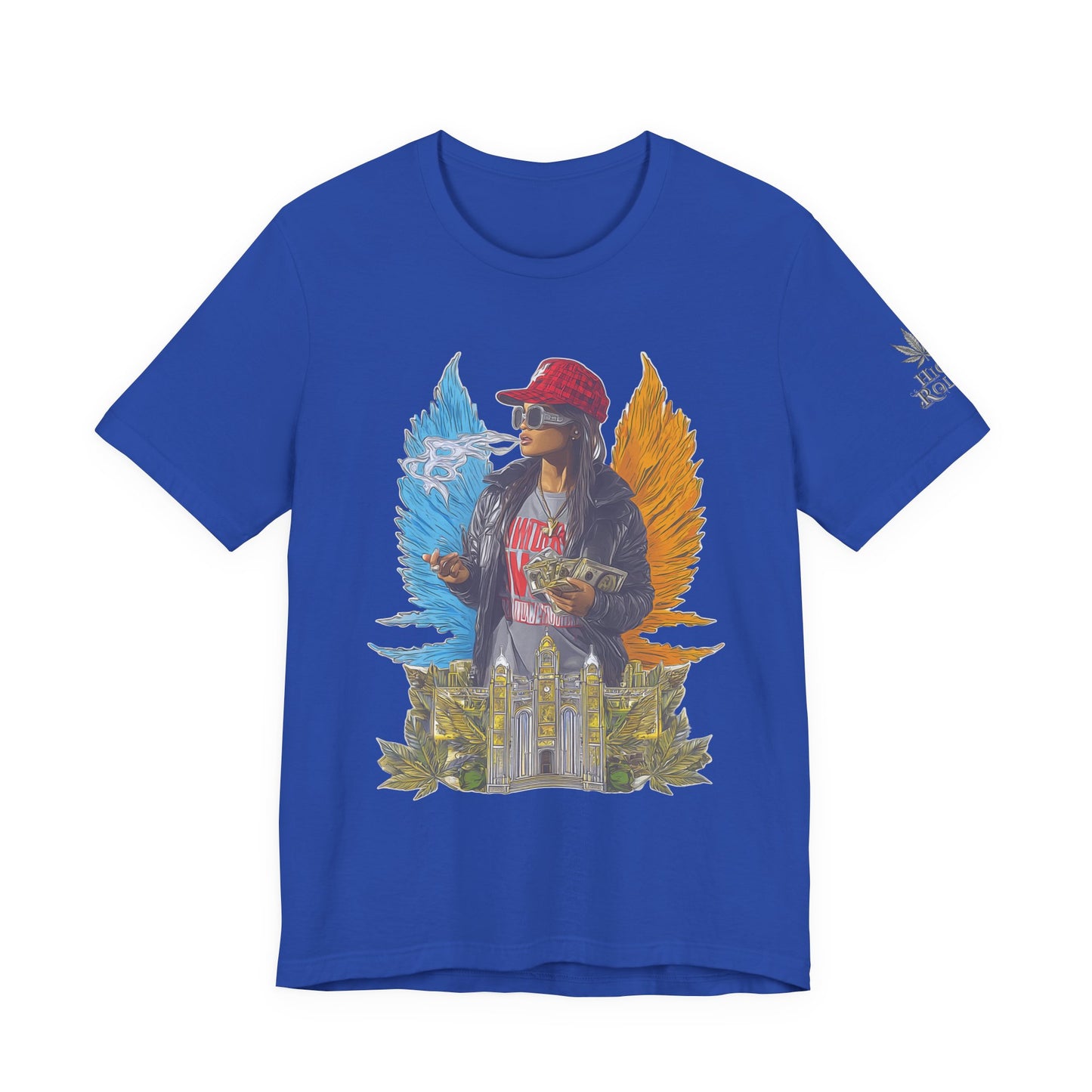 High Roller Golden Wings Money Cannabis T-Shirt - Premium 420 Hip-Hop Angel Street Culture Success Lifestyle Apparel