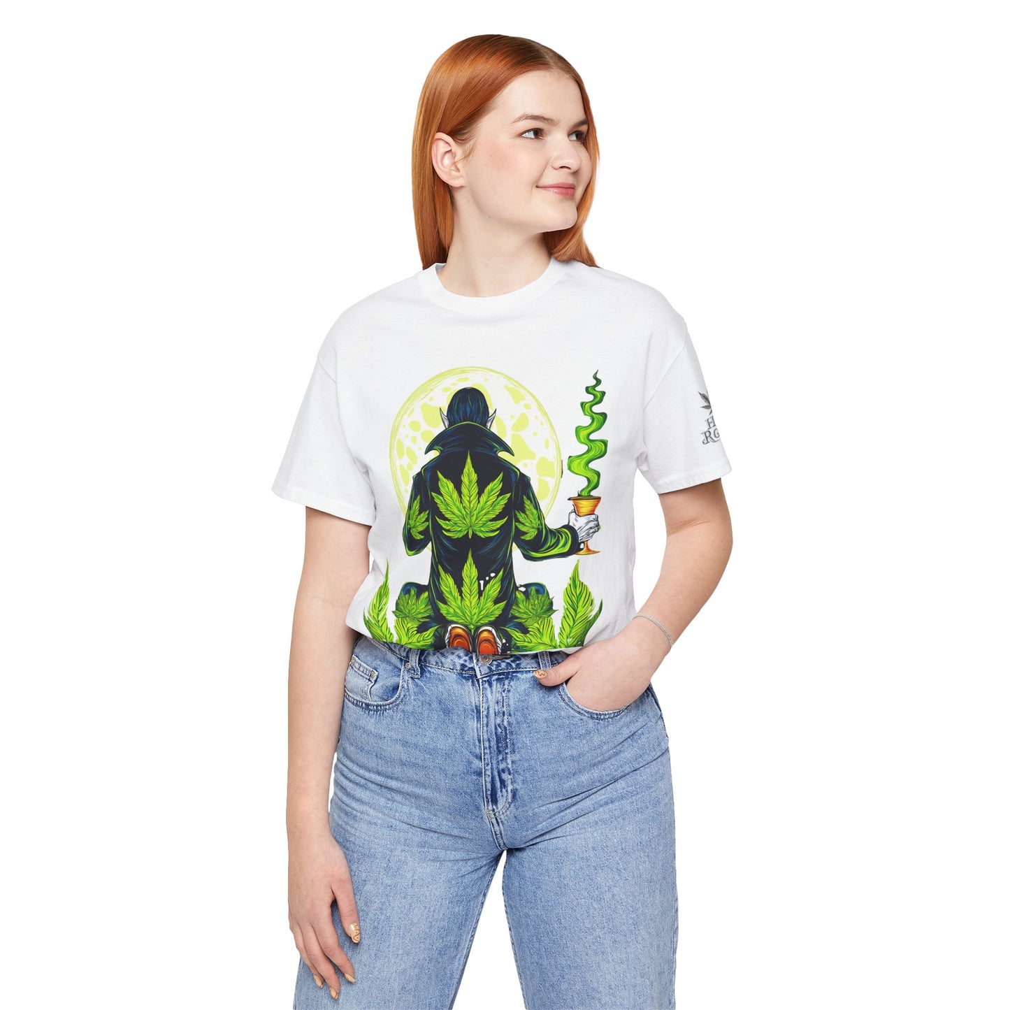 Luxury Gothic Cannabis Vampire T-Shirt - Premium Dark HIGH ROLLER Streetwear - Elevated Nocturnal 420 Fashion