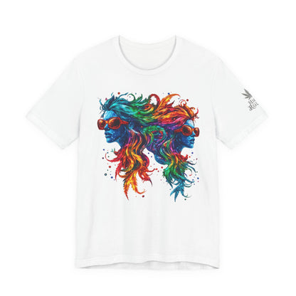 Spectrum Sisters T-Shirt - Premium Airlume Cotton Cannabis Rainbow Psychedelic Art Tee