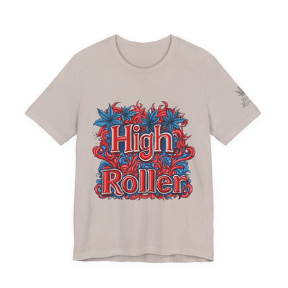 High Roller Ornate Logo Tee - Cannabis Typography Art Design | High Roller