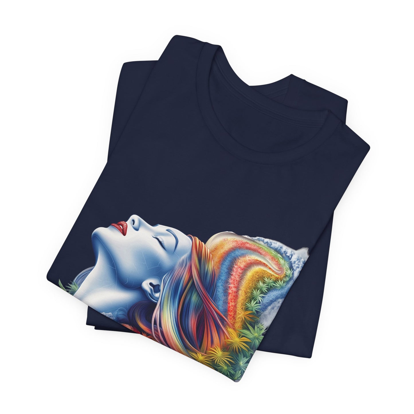 Rainbow Bloom Tee - Premium Airlume Cotton Cannabis Culture Spectrum Goddess Art