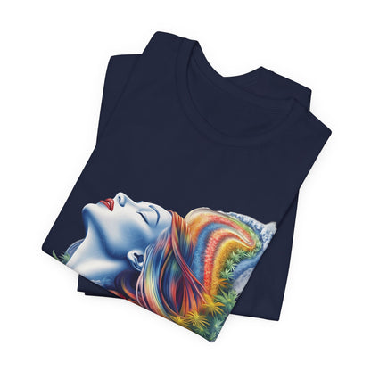Rainbow Bloom Tee - Premium Airlume Cotton Cannabis Culture Spectrum Goddess Art