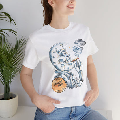 Midnight Toker Moon Tee - Celestial Cannabis Art Design | High Roller