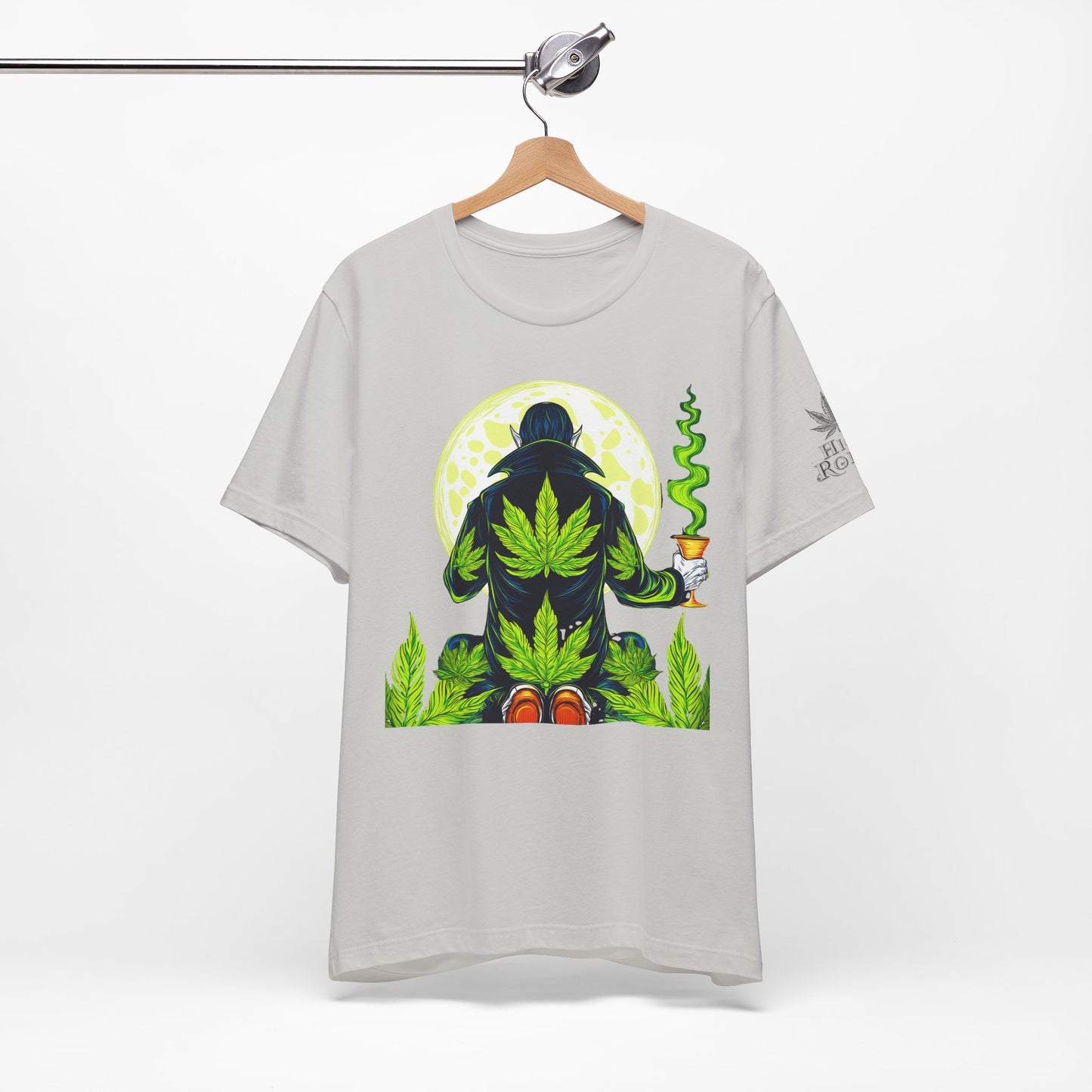 Luxury Gothic Cannabis Vampire T-Shirt - Premium Dark HIGH ROLLER Streetwear - Elevated Nocturnal 420 Fashion