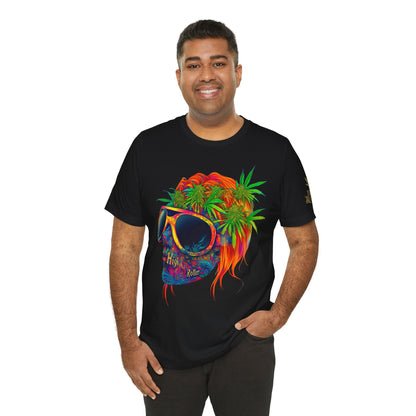 Tropical Cannabis Skull Tee - Paradise Vibes Art Design | High Roller