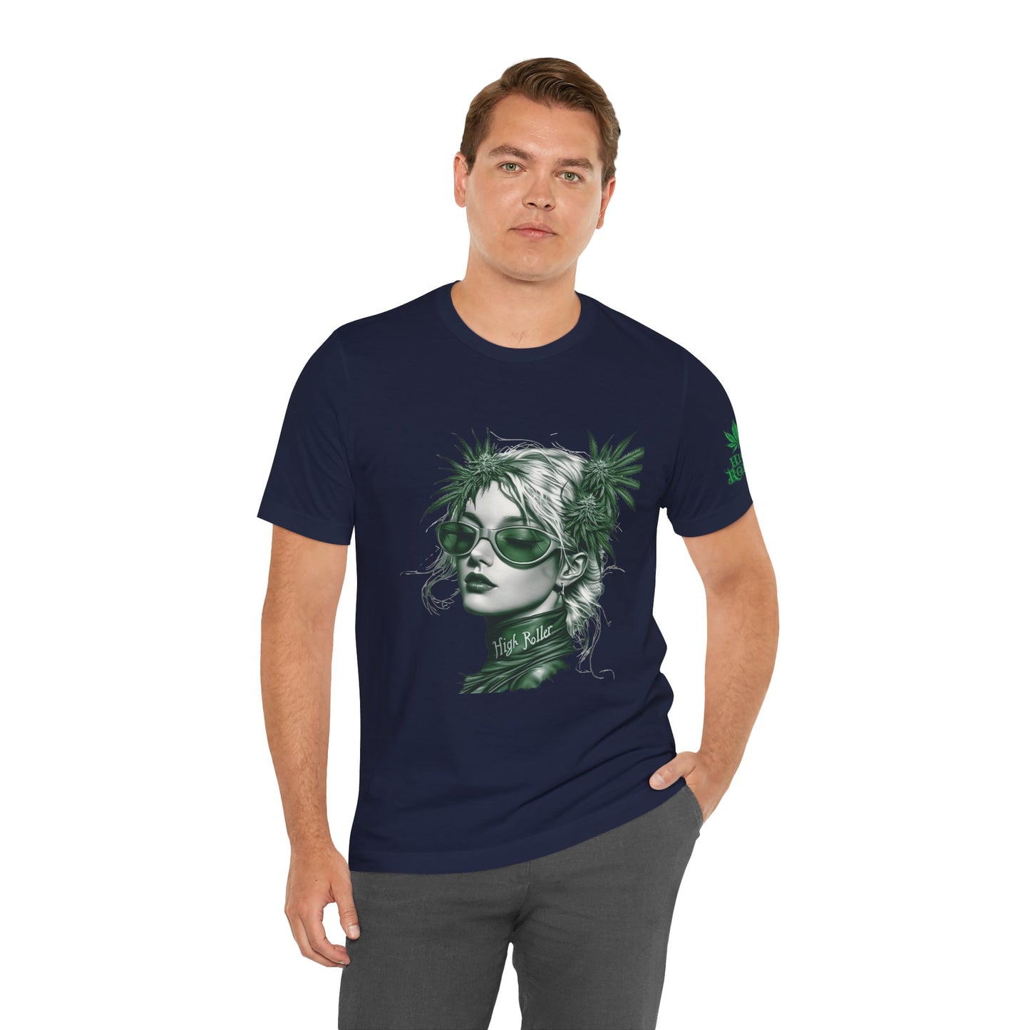 Green Queen T-Shirt - Premium Airlume Cotton Cannabis Crown Portrait Art Tee
