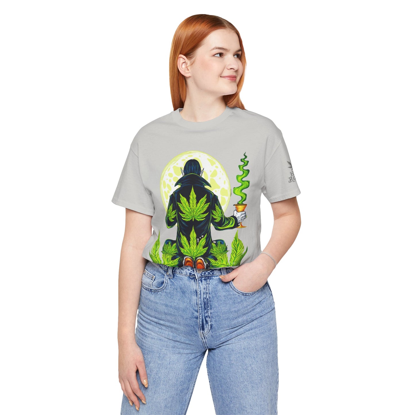 Luxury Gothic Cannabis Vampire T-Shirt - Premium Dark HIGH ROLLER Streetwear - Elevated Nocturnal 420 Fashion