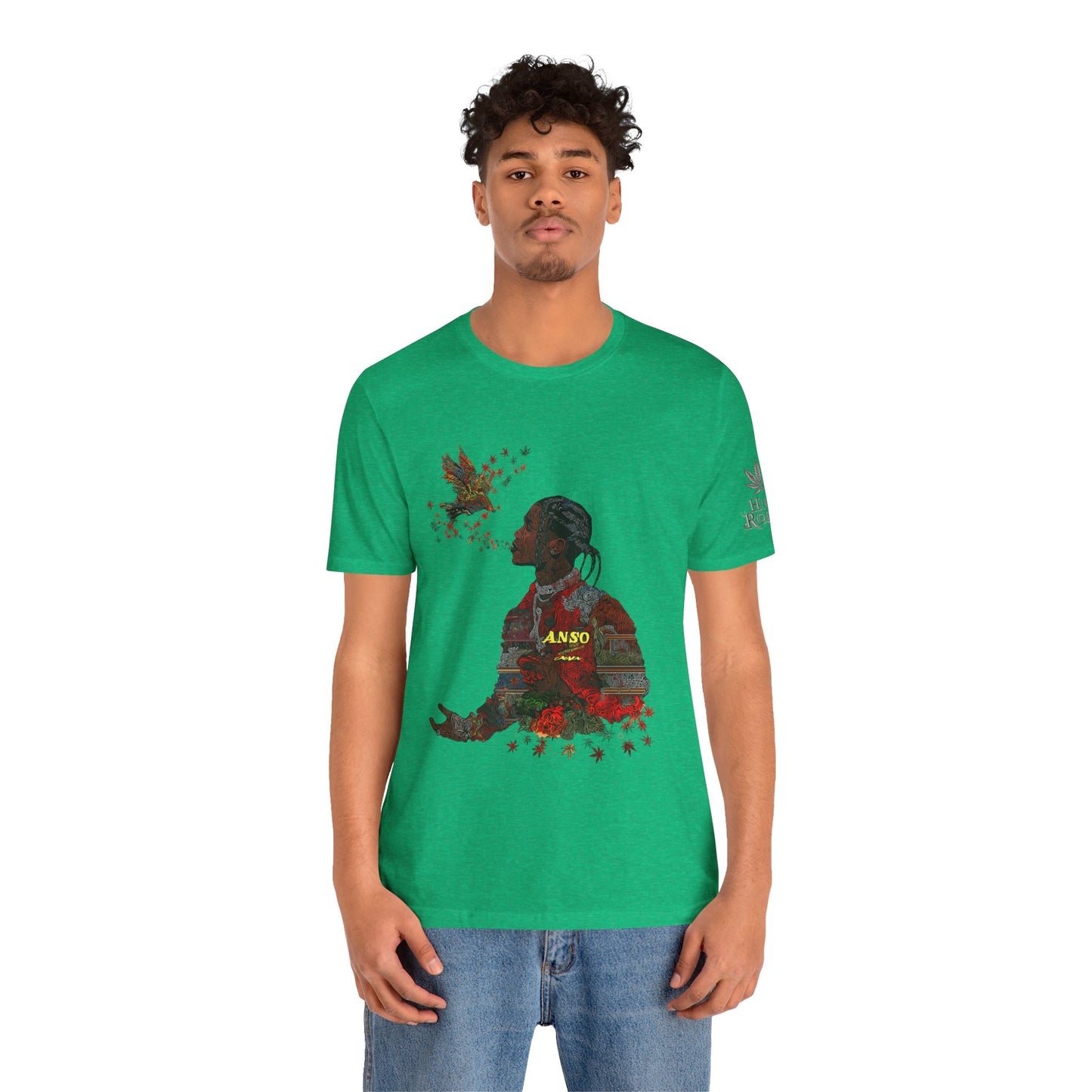 High Roller ANSO Freedom Eagle Cannabis T-Shirt - Premium 420 Artistic Double Exposure Urban Culture Liberation Apparel