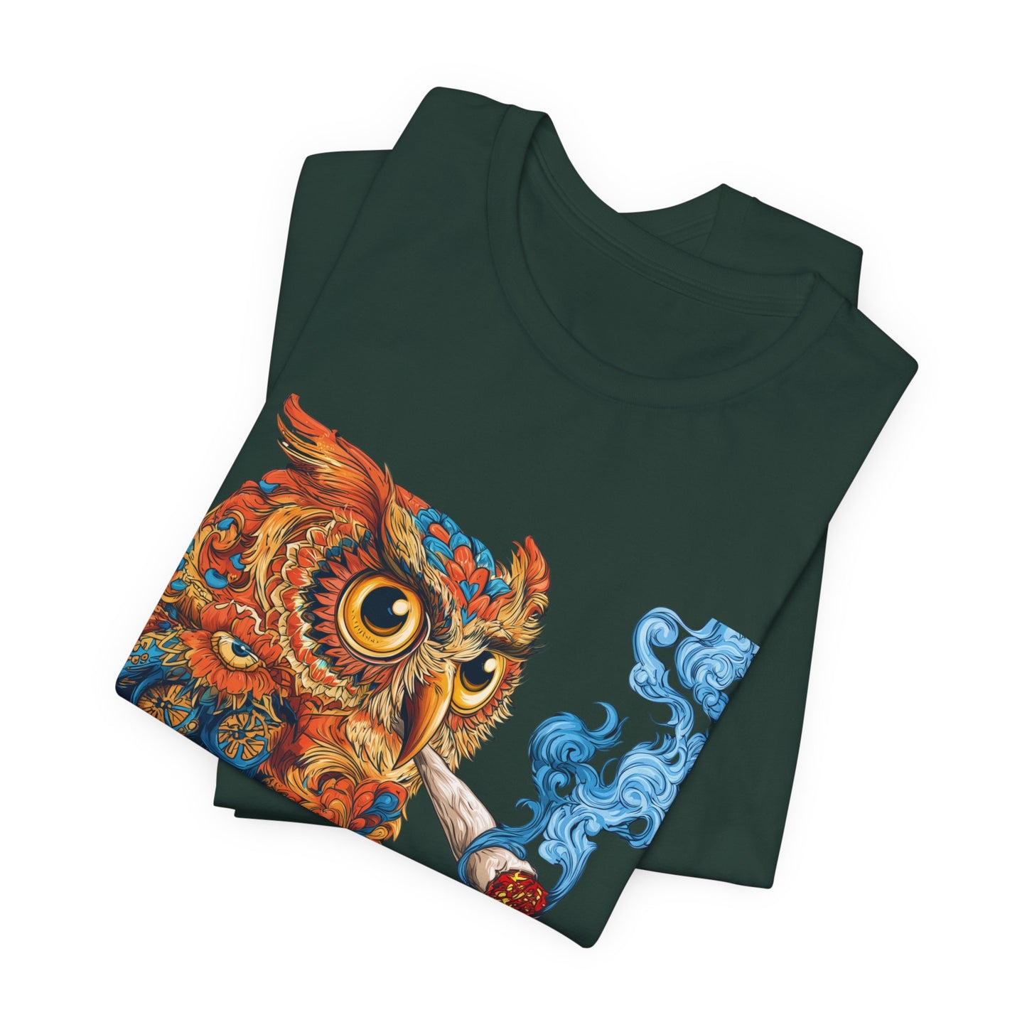 Baroque Owl Tee - Premium Airlume Cotton Cannabis Culture Ornate Bird Art