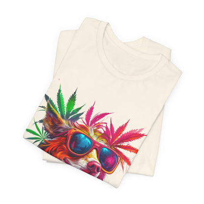 Spectrum Pup Tee - Premium Airlume Cotton Cannabis Culture Psychedelic Dog Art