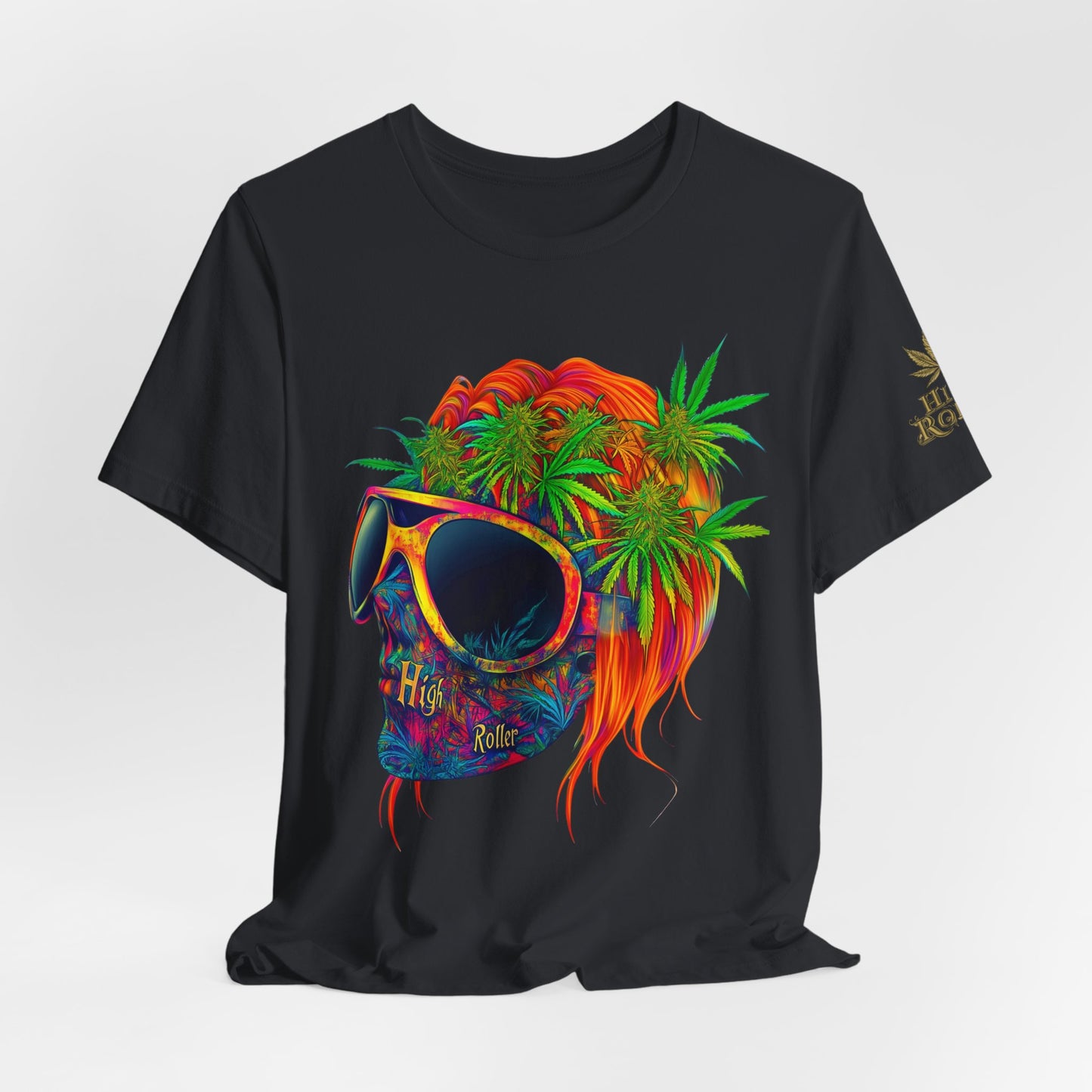 Tropical Cannabis Skull Tee - Paradise Vibes Art Design | High Roller