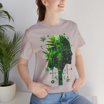 Digital Mind Tee - Premium Airlume Cotton Cannabis Culture Tech Art Matrix Design