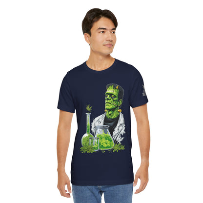 Frankenstein's Laboratory HIGH ROLLER Halloween Cannabis T-Shirt - Premium Monster Scientist 420 Experiment Apparel