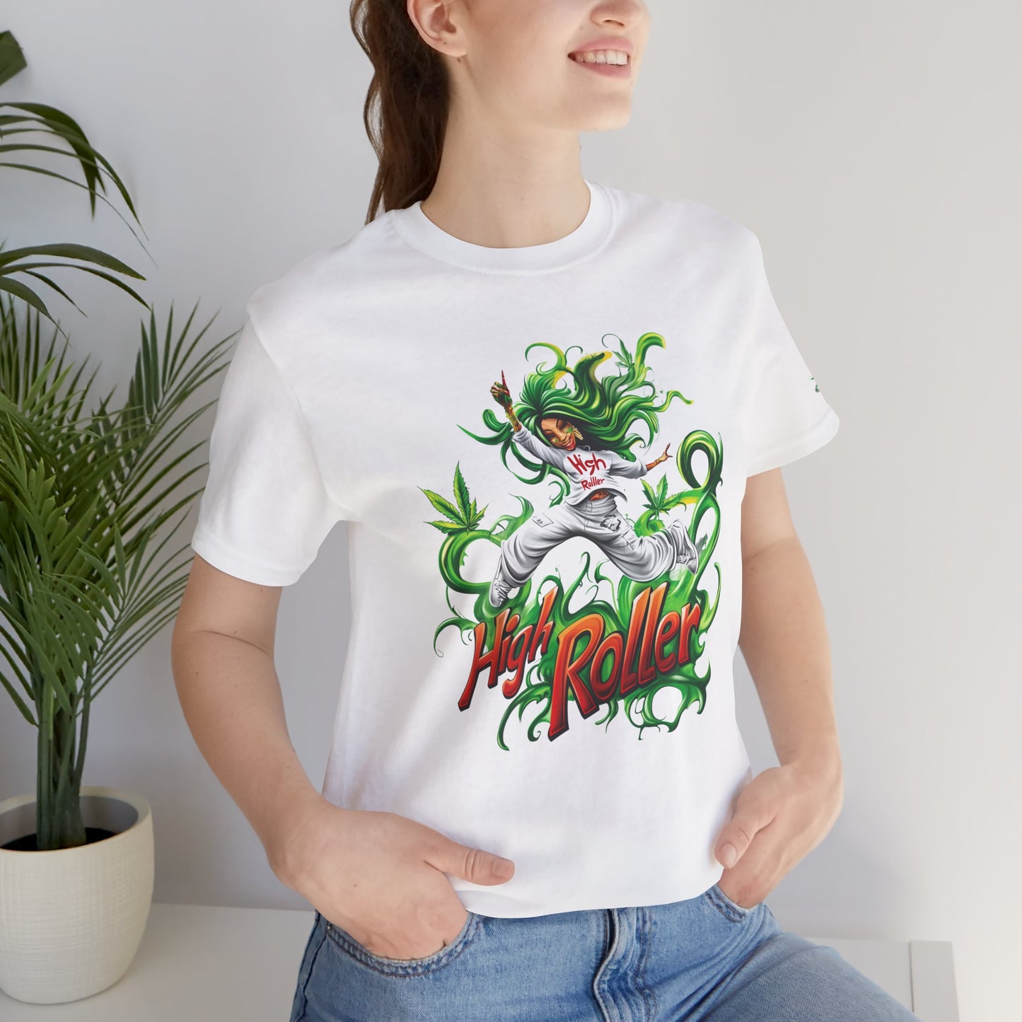Green Goddess Dance Tee - Premium Airlume Cotton Cannabis Culture Movement Art