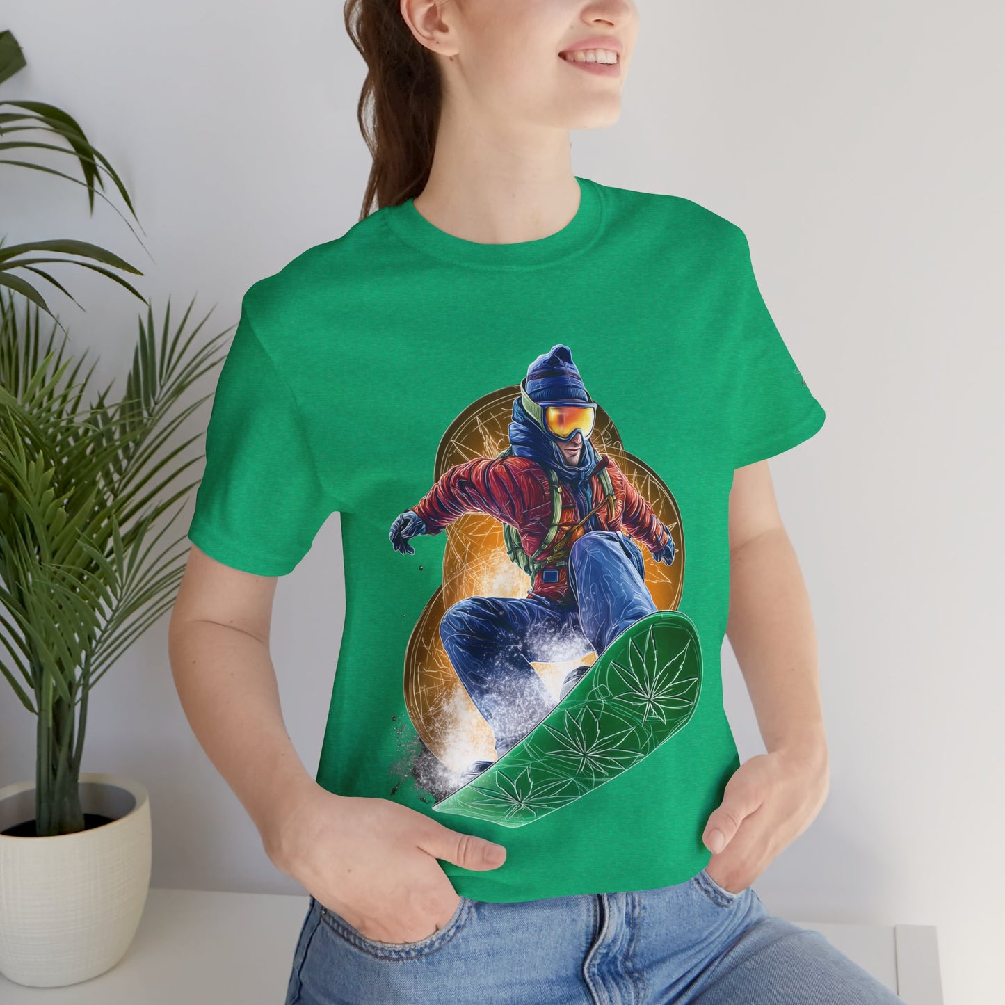 High Roller Snowboard Cannabis T-Shirt - Premium 420 Winter Sports Action Shred Mountain Lifestyle Apparel